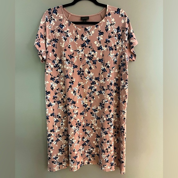 J. Jill A Line Dress Wearever Collection Jersey Midi Women L Dusty Rose Floral - Picture 1 of 10